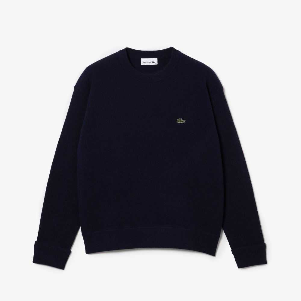 Lacoste Crew Neck Ull Marinblå Blå | WFVZH-4281