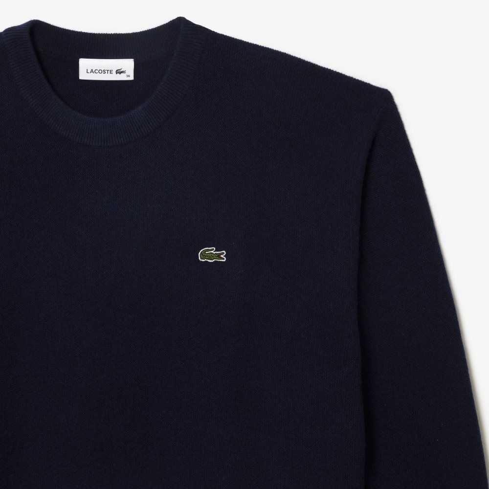 Lacoste Crew Neck Ull Marinblå Blå | WFVZH-4281