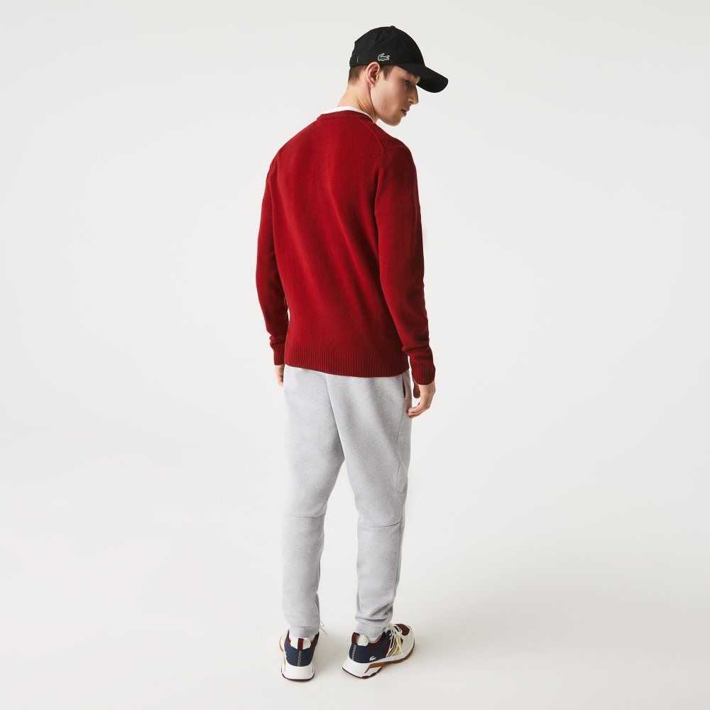 Lacoste Crew Neck Ull Vinröda | XIVPR-1453