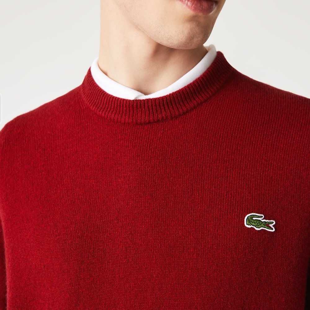 Lacoste Crew Neck Ull Vinröda | XIVPR-1453