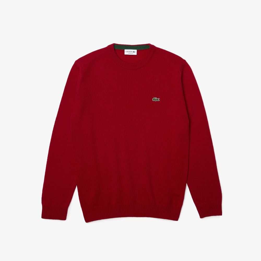 Lacoste Crew Neck Ull Vinröda | XIVPR-1453