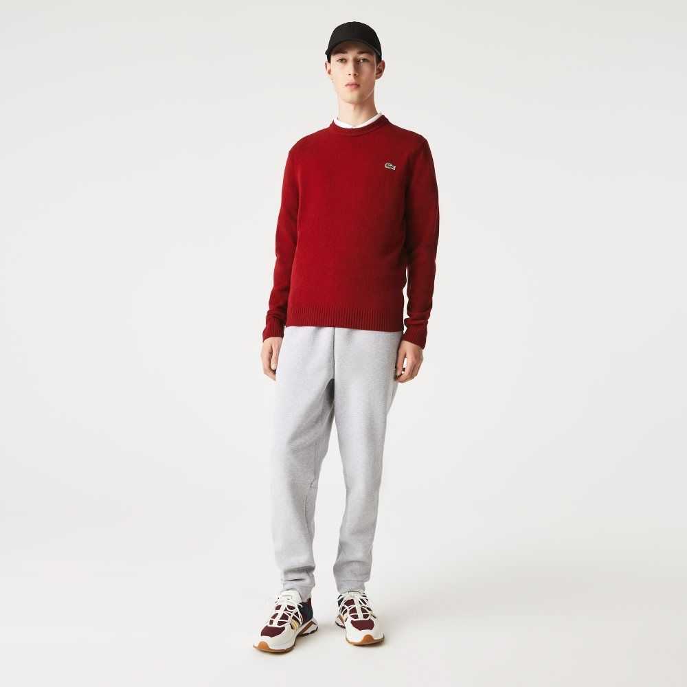 Lacoste Crew Neck Ull Vinröda | XIVPR-1453