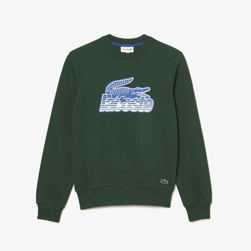 Lacoste Crew Neck Unbrushed Fleece Gröna | HIBZT-2105