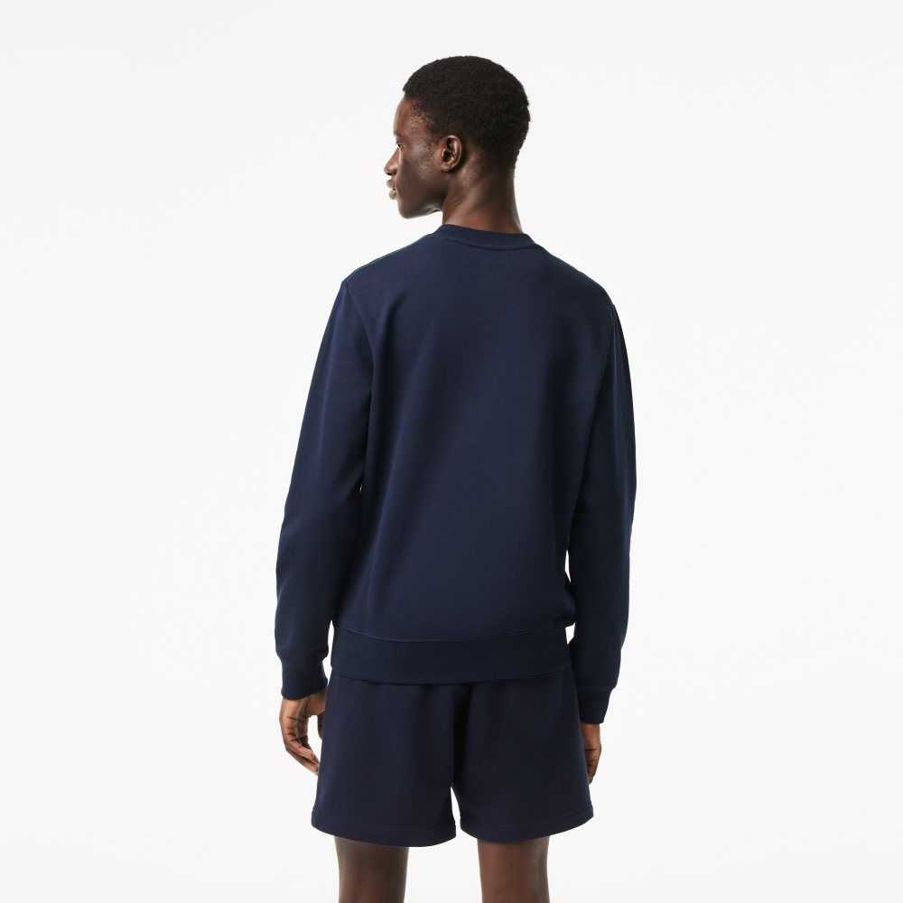 Lacoste Crew Neck Unbrushed Fleece Sweatshirt Marinblå Blå | DRCNG-1327