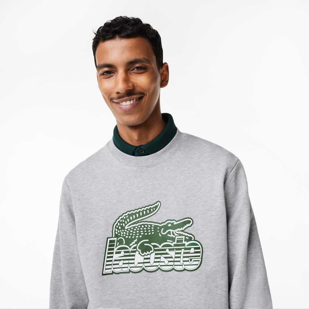 Lacoste Crew Neck Unbrushed Fleece Sweatshirt Grå | GYESN-5903