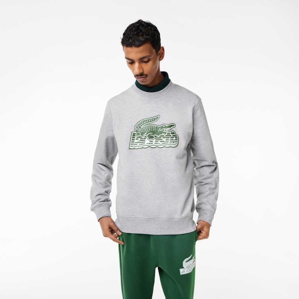 Lacoste Crew Neck Unbrushed Fleece Sweatshirt Grå | GYESN-5903