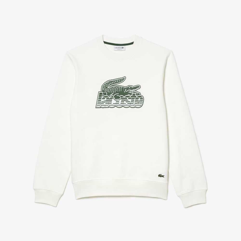 Lacoste Crew Neck Unbrushed Fleece Vita | ZTNXU-1327