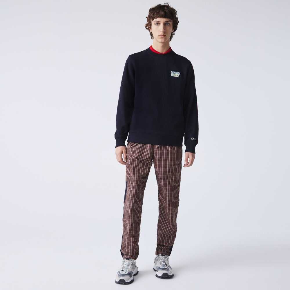 Lacoste Crew Neck Vintage Badge Fleece Marinblå Blå | YDWPO-6240