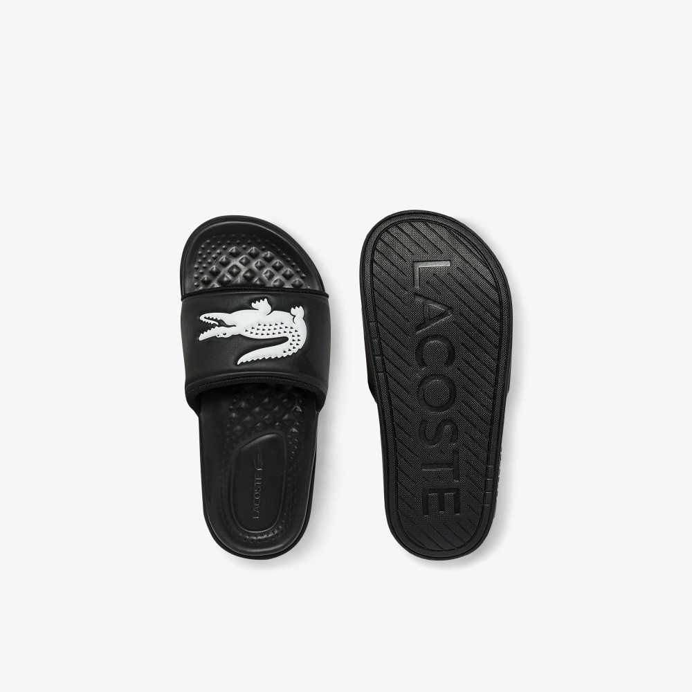 Lacoste Croco Dualiste Logo Rem Svarta Vita | FYLUO-7649