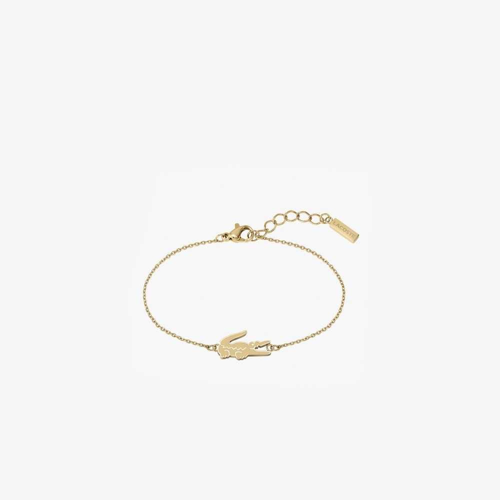 Lacoste Crocodile Bracelet Rosa Guld | VIGXN-0136