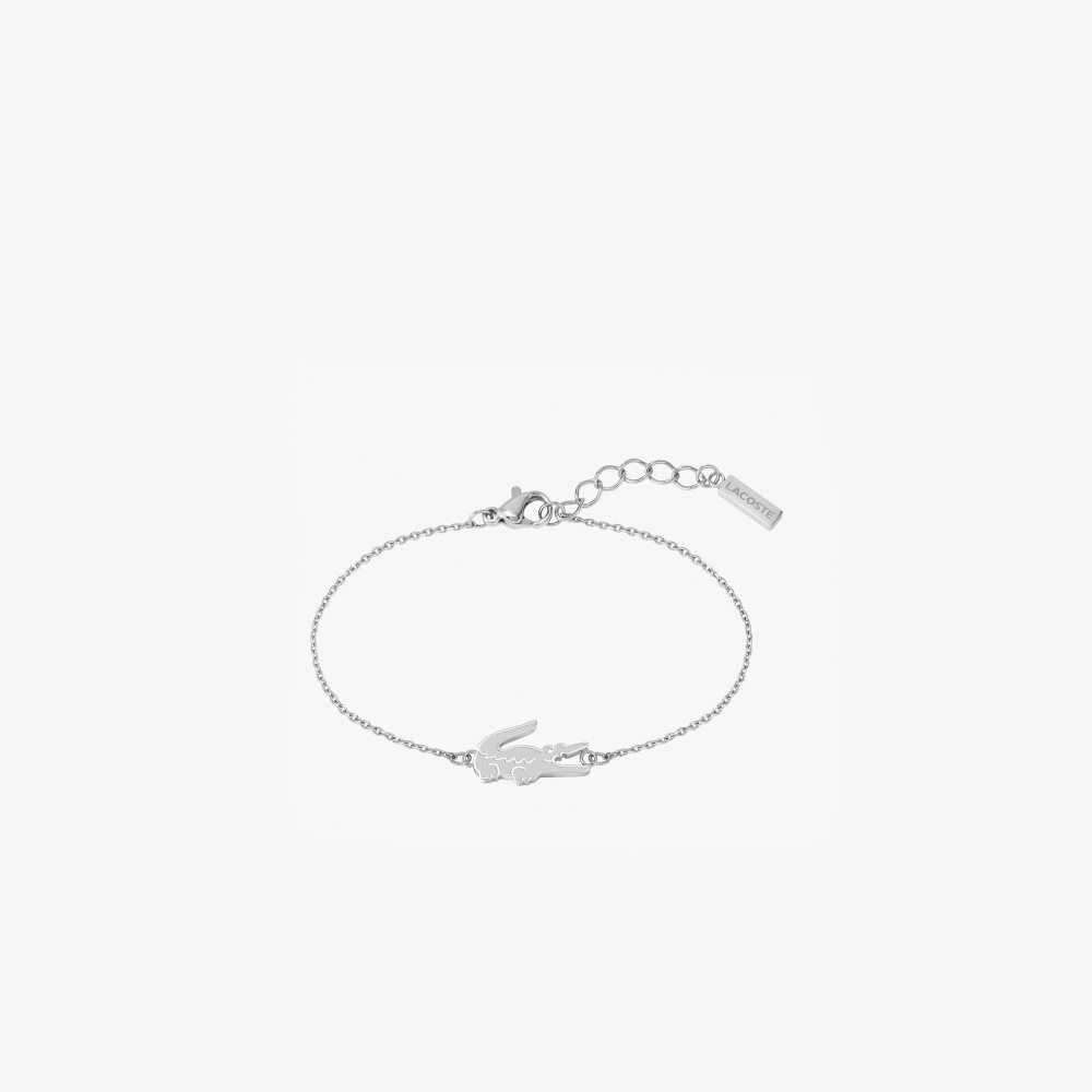 Lacoste Crocodile Bracelet Silver | GHVME-6721