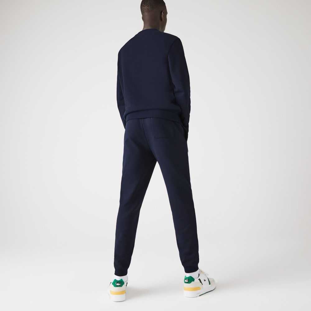 Lacoste Crocodile Branding Bomull Fleece Jogging Marinblå Blå | KOPDC-0139