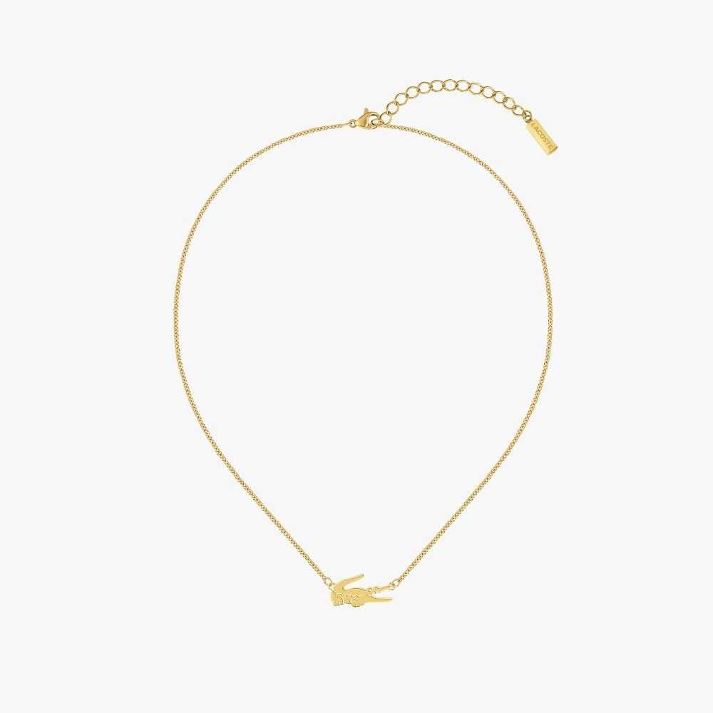 Lacoste Crocodile Necklace Guld | SGDUQ-1230