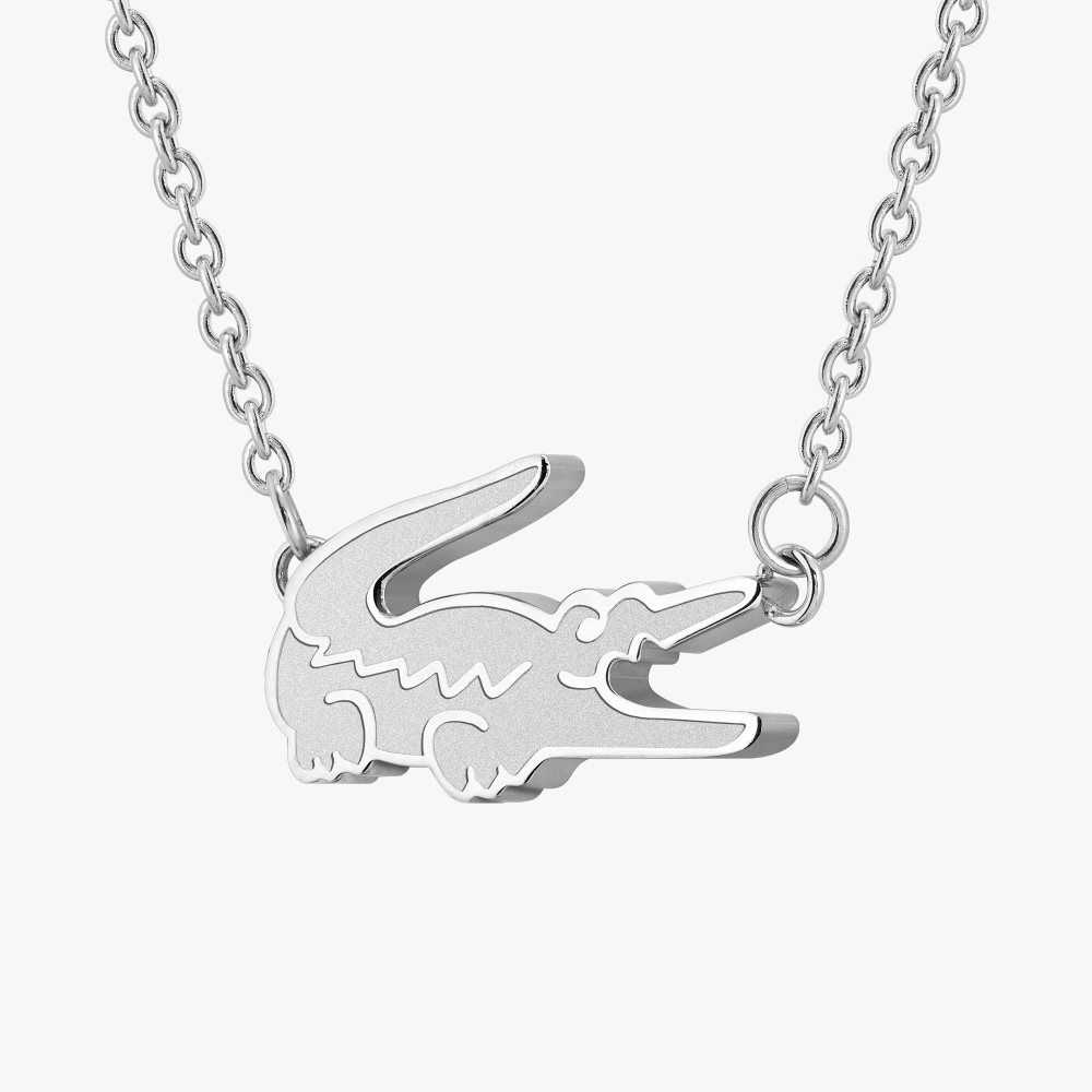 Lacoste Crocodile Necklace Silver | EOCPJ-9438