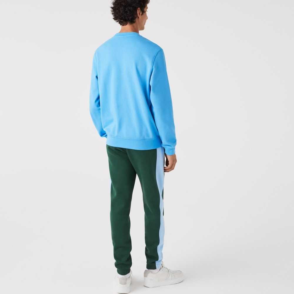 Lacoste Crocodile Print Crew Neck Blå | TRMGZ-1305