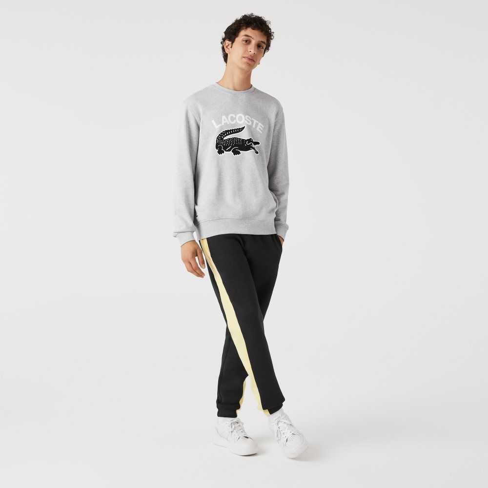 Lacoste Crocodile Print Crew Neck Grå | BGEIV-5702