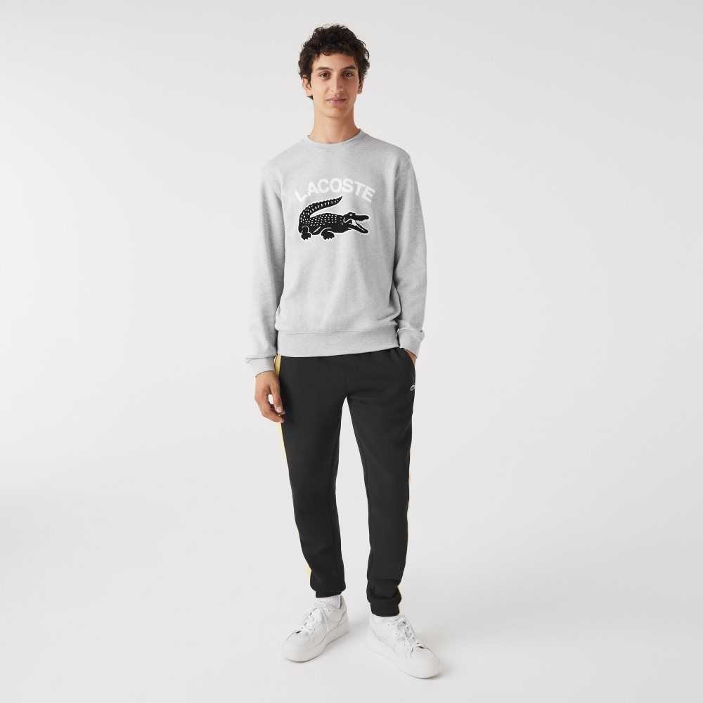 Lacoste Crocodile Print Crew Neck Grå | BGEIV-5702