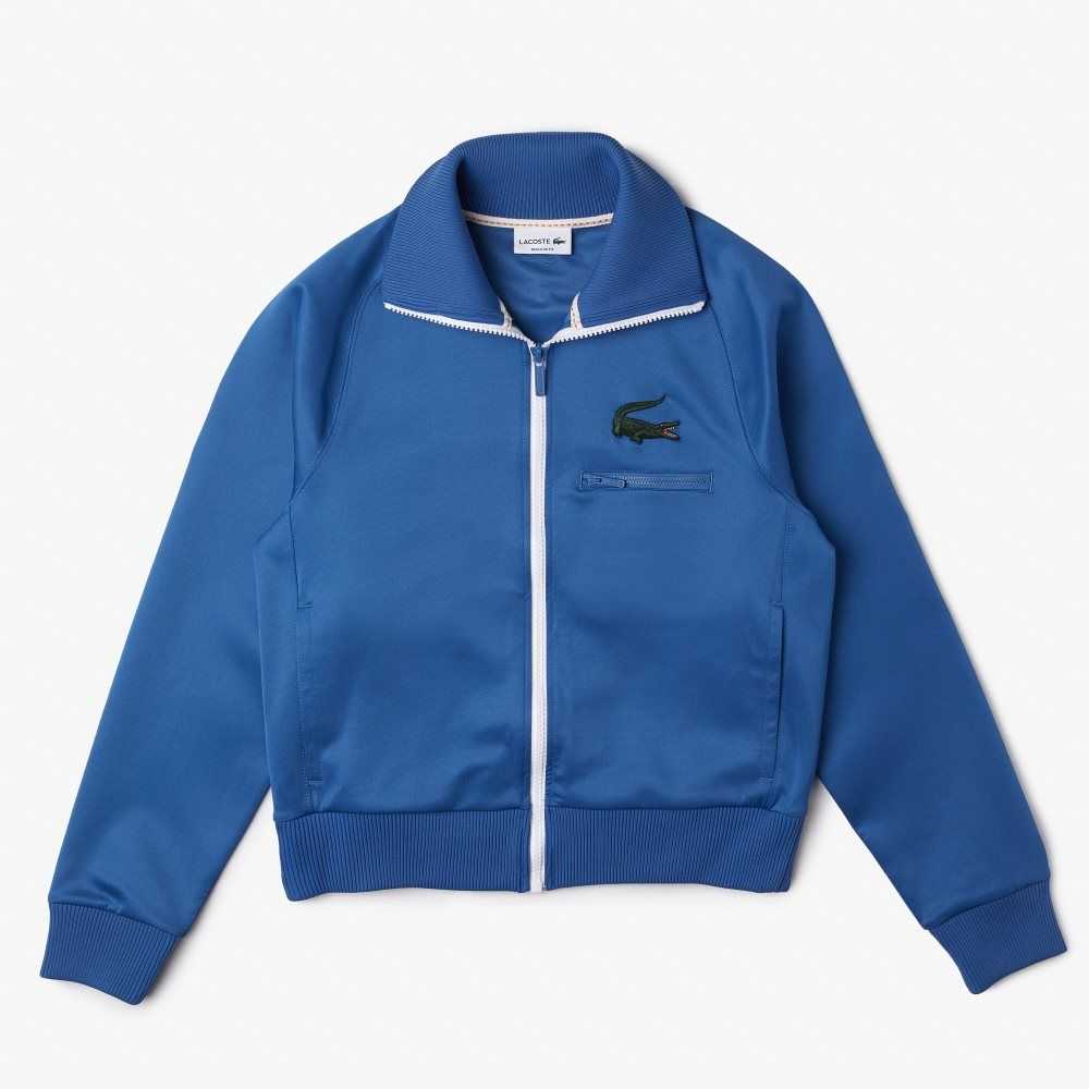 Lacoste Crocodile Stand-Up Collar Zippered Jacket Blå | JVULD-9245