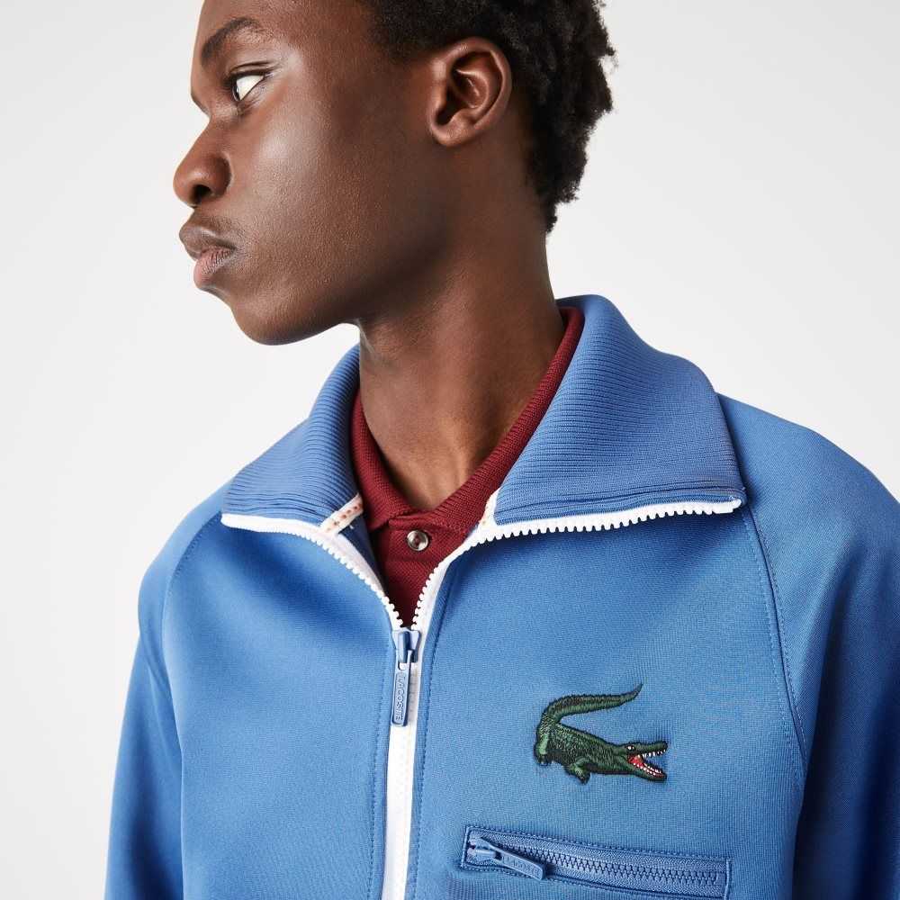 Lacoste Crocodile Stand-Up Collar Zippered Jacket Blå | JVULD-9245