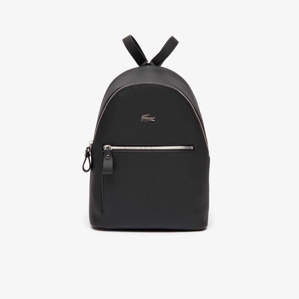 Lacoste Daily Klassiska Coated Pique Canvas Backpack Svarta | LOKNC-1627