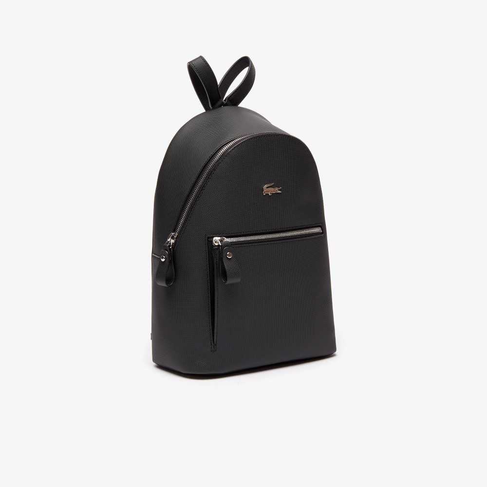 Lacoste Daily Klassiska Coated Pique Canvas Backpack Svarta | LOKNC-1627