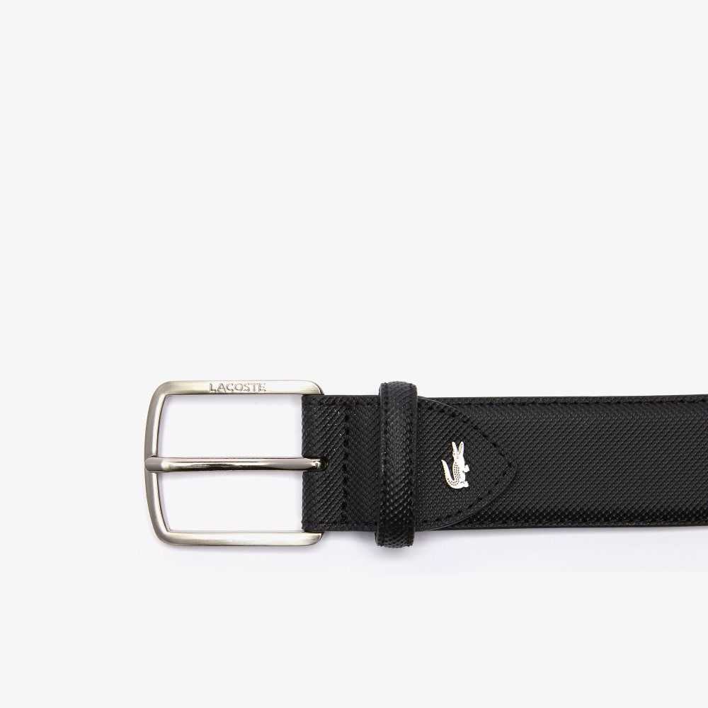 Lacoste Engraved Spännen Pique Canvas Belt Svarta | EUCYF-4578