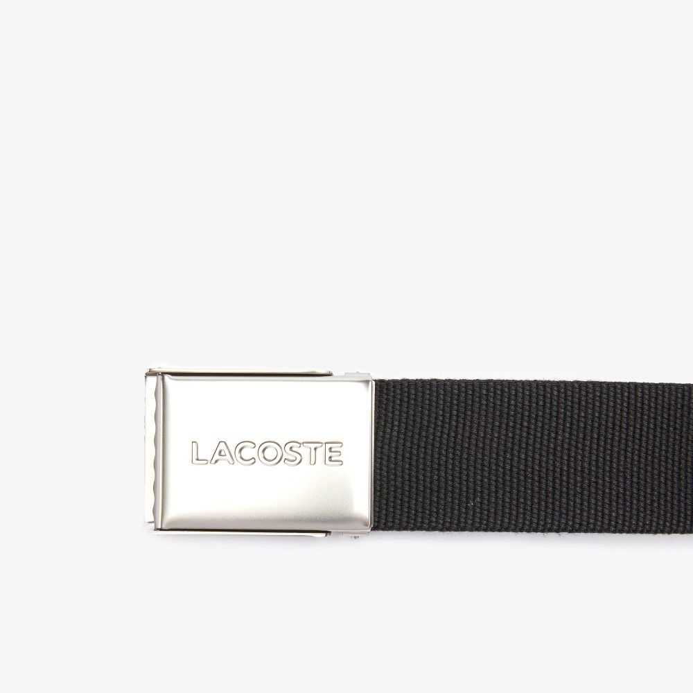 Lacoste Engraved Spännen Woven Fabric Belt Svarta | SPDYV-4193