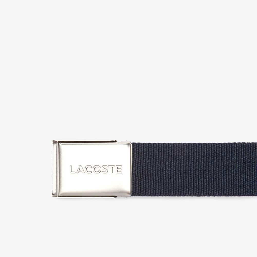 Lacoste Engraved Spännen Woven Fabric Marinblå Blå | SGQKB-6354