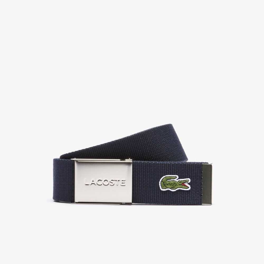 Lacoste Engraved Spännen Woven Fabric Marinblå Blå | SGQKB-6354