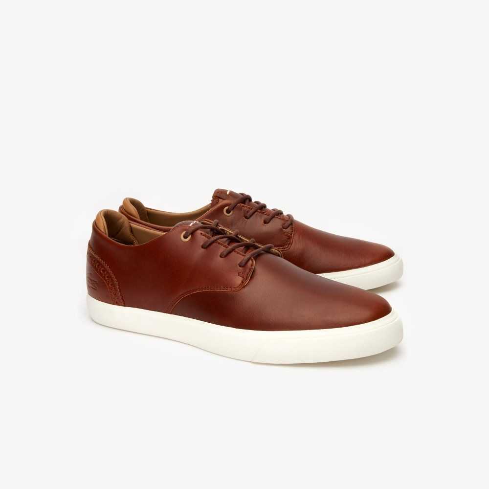 Lacoste Esparre Club Läder Trainers Bruna Vita | JEQAM-0734