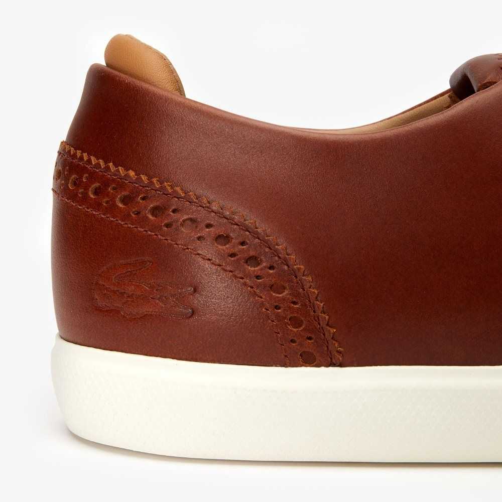 Lacoste Esparre Club Läder Trainers Bruna Vita | JEQAM-0734