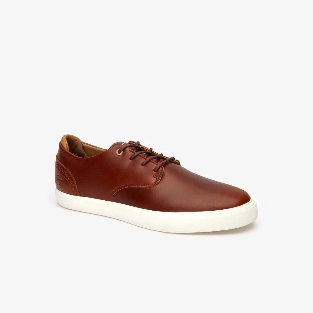 Lacoste Esparre Club Läder Trainers Bruna Vita | JEQAM-0734