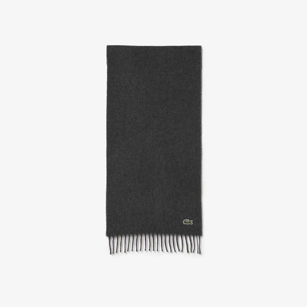 Lacoste Felt Ull And Cashmere Scarf Set Grå | MXDFH-4081