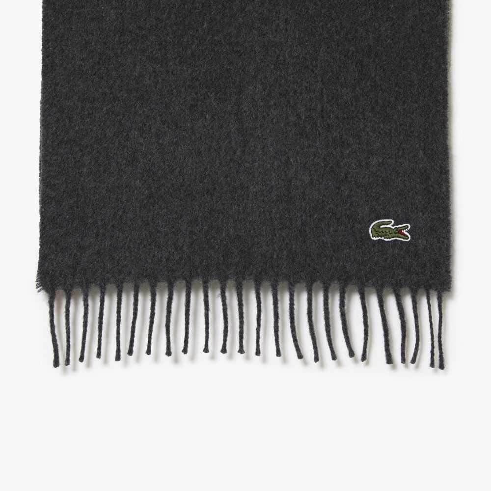 Lacoste Felt Ull And Cashmere Scarf Set Grå | MXDFH-4081