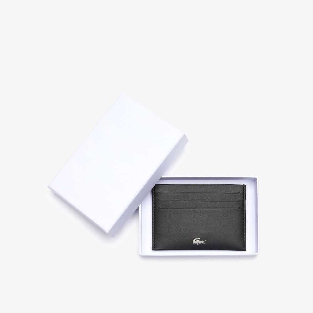 Lacoste Fitzgerald Läder Card Holder Svarta | QBTXO-9823