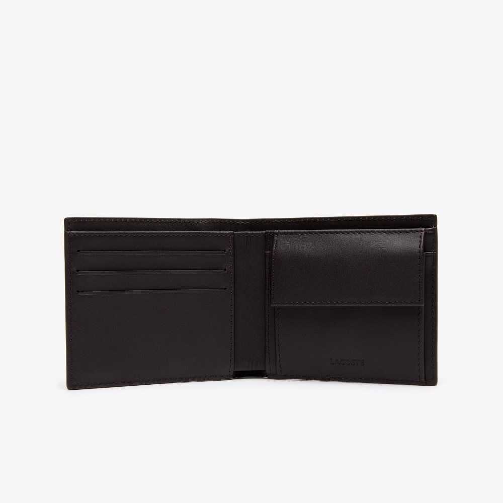 Lacoste Fitzgerald Läder Wallet Mörkbruna | PGRBC-9712