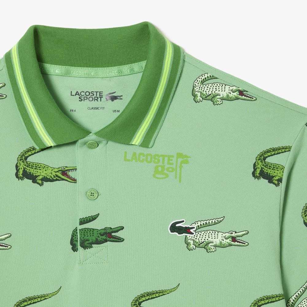 Lacoste Golf Crocodile Print Gröna Gula | OLPSU-0461