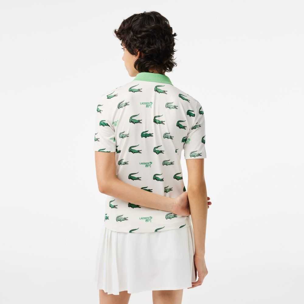 Lacoste Golf Crocodile Print Vita Gröna | SLUEO-8240