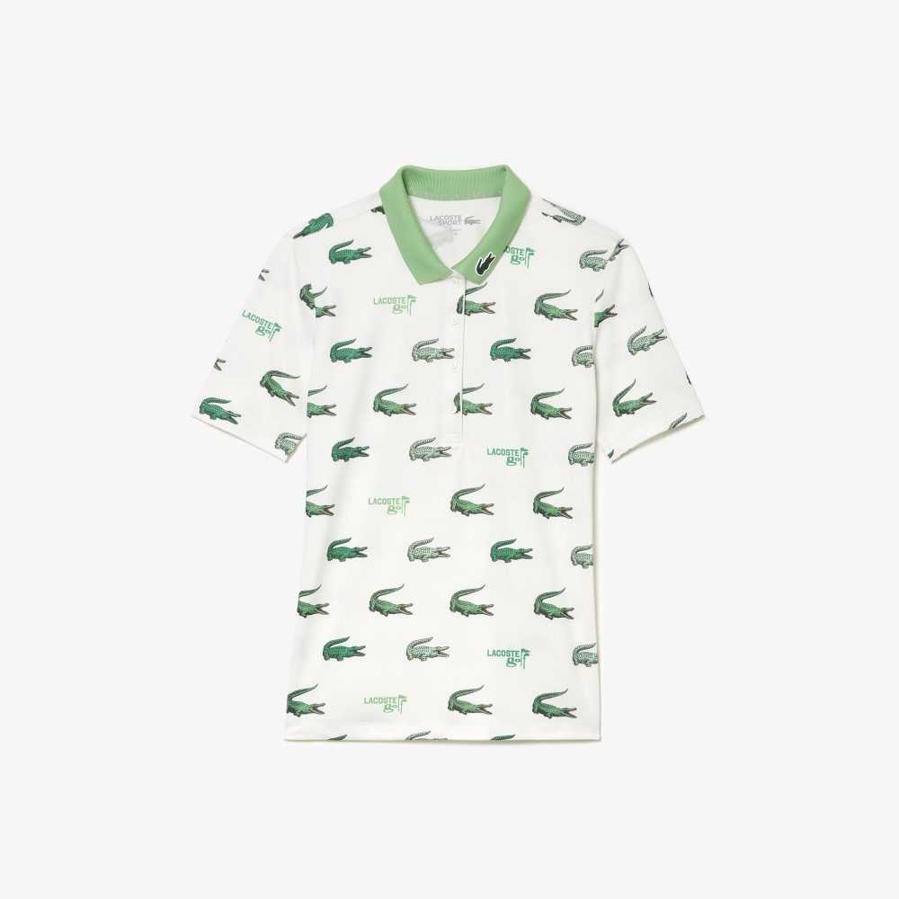 Lacoste Golf Crocodile Print Vita Gröna | SLUEO-8240