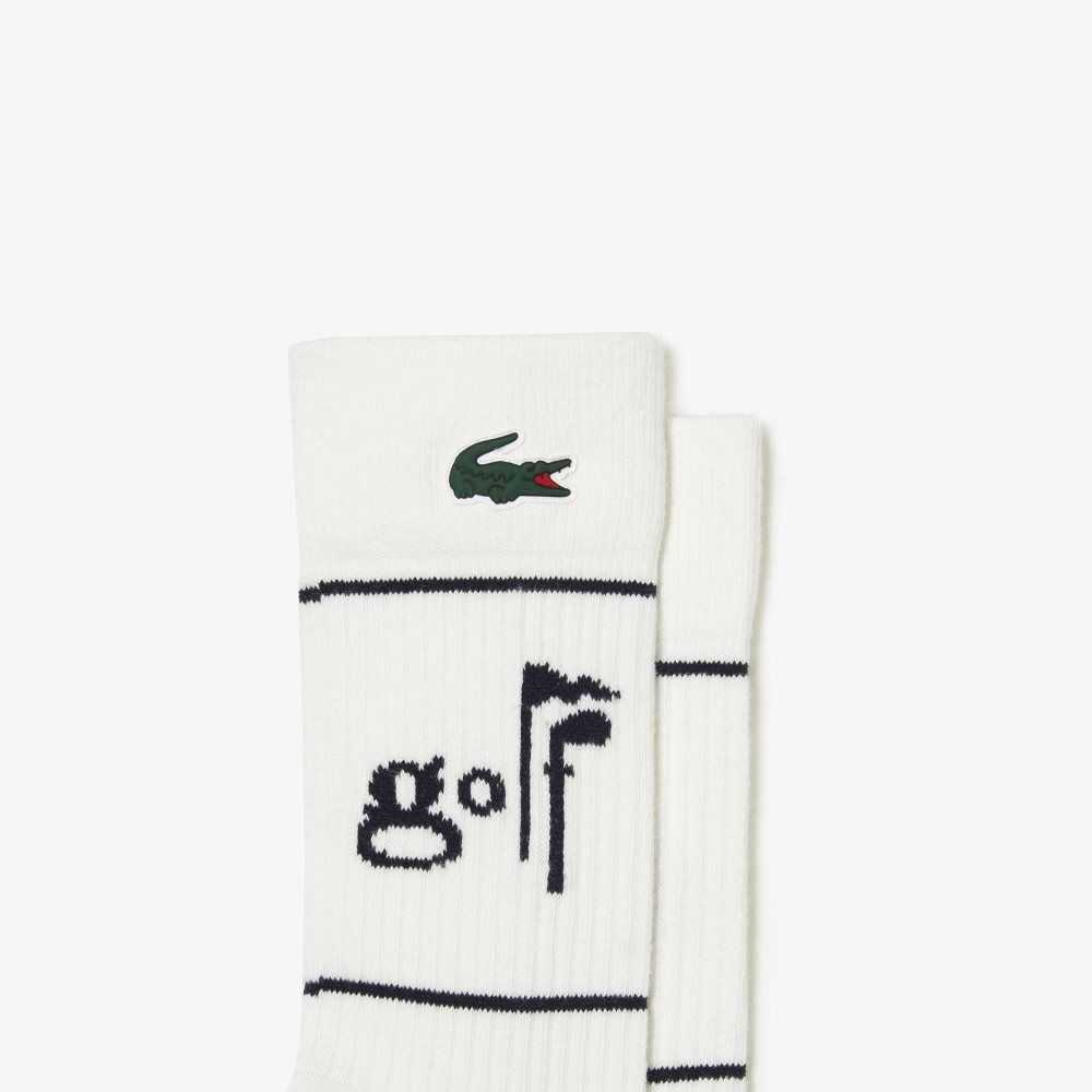 Lacoste Golf Lettering Vita Marinblå Blå | GKTXF-5069