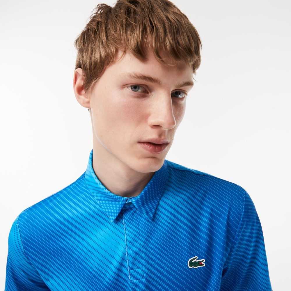 Lacoste Golf Printed Recycled Polyester Blå | SDLYC-8459