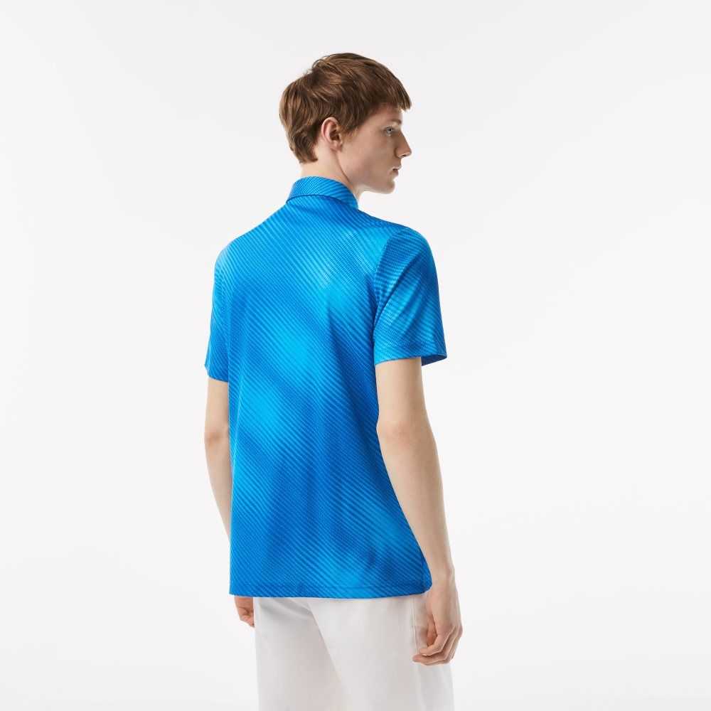 Lacoste Golf Printed Recycled Polyester Blå | SDLYC-8459