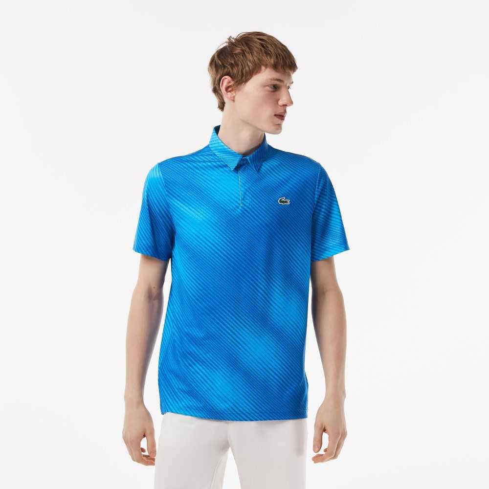 Lacoste Golf Printed Recycled Polyester Blå | SDLYC-8459