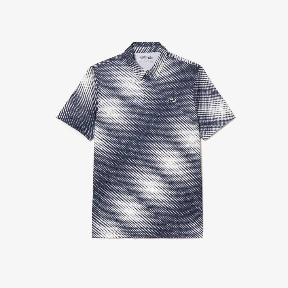 Lacoste Golf Printed Recycled Polyester Vita Marinblå Blå | YXRIP-0764