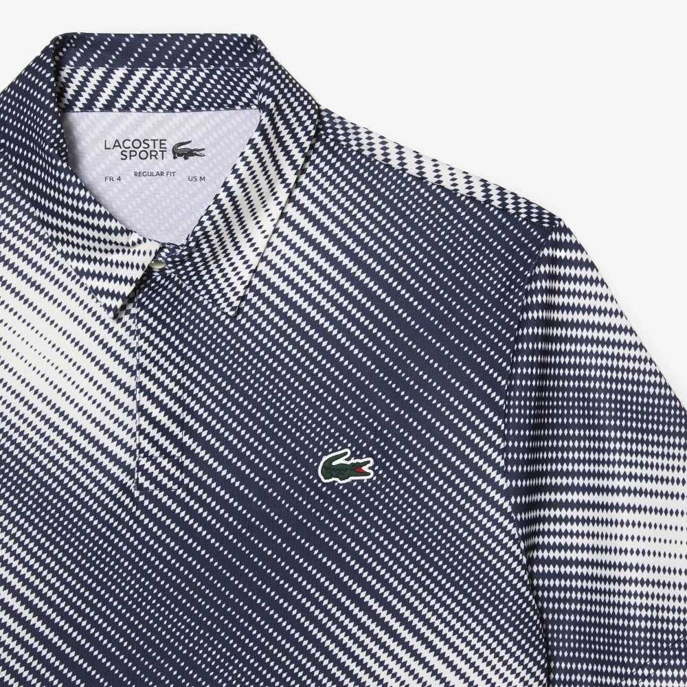 Lacoste Golf Printed Recycled Polyester Vita Marinblå Blå | YXRIP-0764