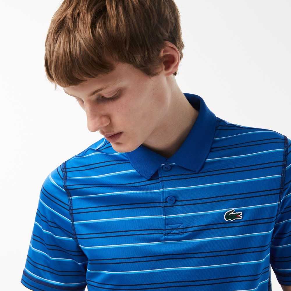 Lacoste Golf Recycled Polyester Stripe Blå Marinblå Blå Vita Blå | OSVQZ-3840