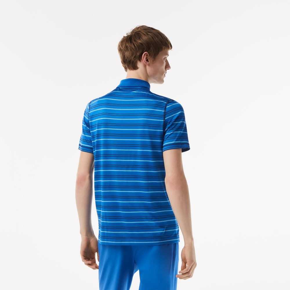 Lacoste Golf Recycled Polyester Stripe Blå Marinblå Blå Vita Blå | OSVQZ-3840