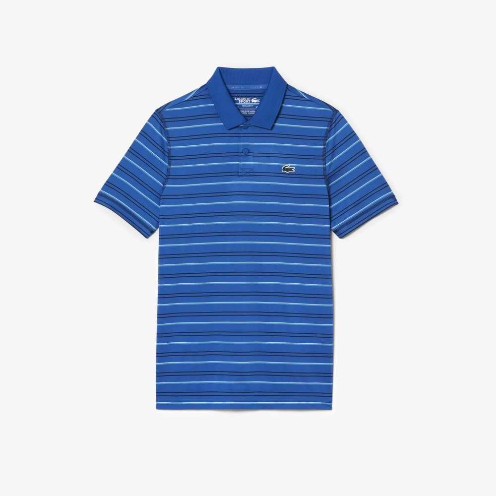 Lacoste Golf Recycled Polyester Stripe Blå Marinblå Blå Vita Blå | OSVQZ-3840