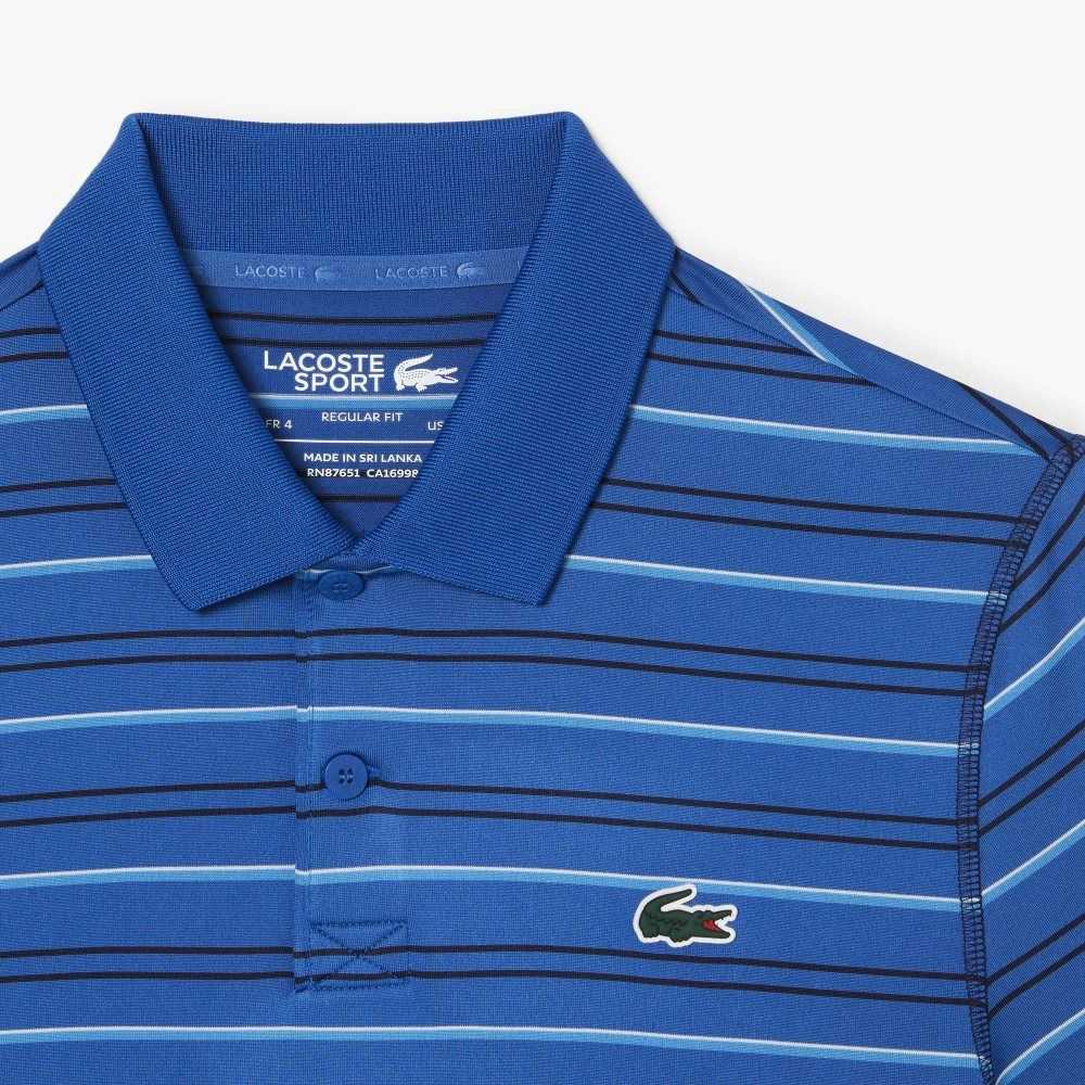 Lacoste Golf Recycled Polyester Stripe Blå Marinblå Blå Vita Blå | OSVQZ-3840