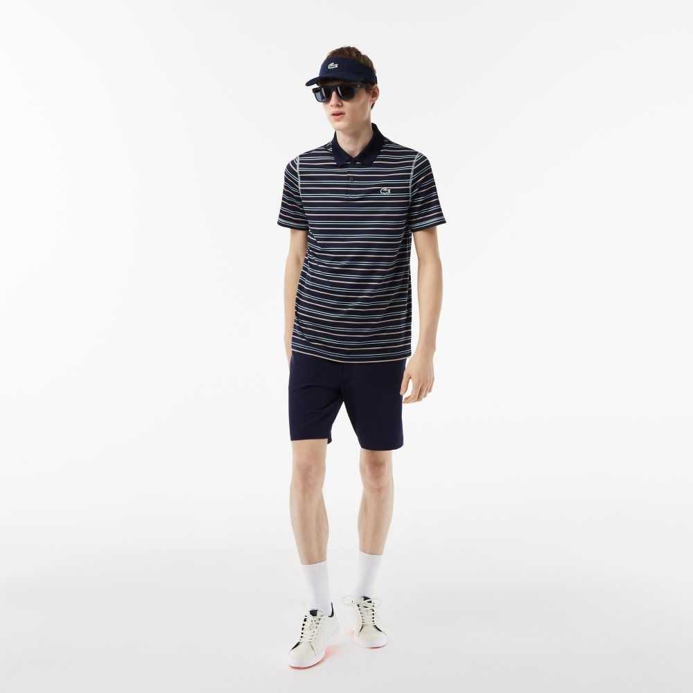 Lacoste Golf Recycled Polyester Stripe Marinblå Blå Ljusgröna Vita Beige | IGJKC-4063